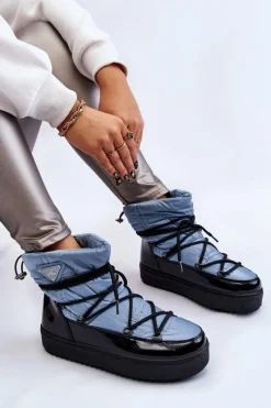 Śniegowce Damskie></noscript>Boto Damskie Modne Śniegowce Sznurowane e Carrios Niebieski