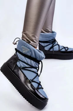 Śniegowce Damskie></noscript>Boto Damskie Modne Śniegowce Sznurowane e Carrios Niebieski