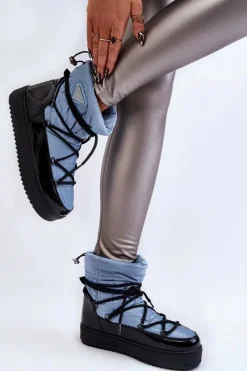 Śniegowce Damskie></noscript>Boto Damskie Modne Śniegowce Sznurowane e Carrios Niebieski