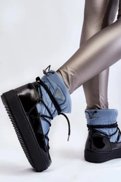 Śniegowce Damskie></noscript>Boto Damskie Modne Śniegowce Sznurowane e Carrios Niebieski