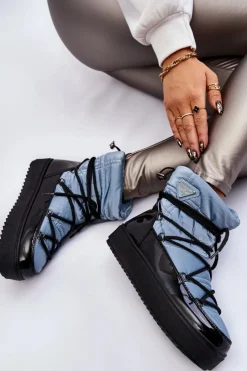 Śniegowce Damskie></noscript>Boto Damskie Modne Śniegowce Sznurowane e Carrios Niebieski