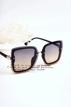 Okulary>Boto Damskie Modne Okulary Przeciwsłoneczne V130045 Czarno-Złote