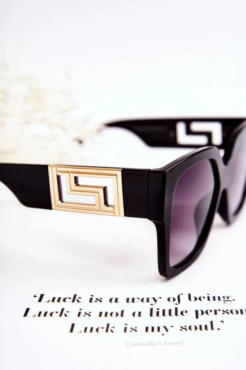 Discount Boto Damskie Modne Okulary Przeciwsłoneczne V120045 Czarno-Złote