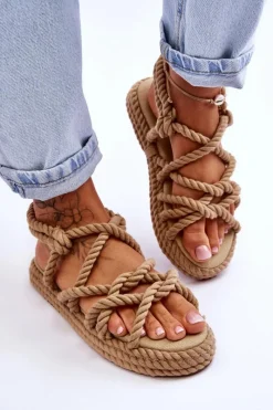 Sandały Płaskie><noscript><img width=