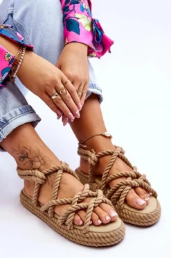 Sandały Płaskie><noscript><img width=