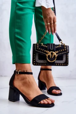 New Buty damskie Vinceza Damskie Modne Sandały Na Słupku Czarne Lucida