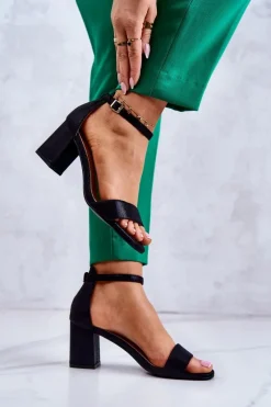 New Buty damskie Vinceza Damskie Modne Sandały Na Słupku Czarne Lucida