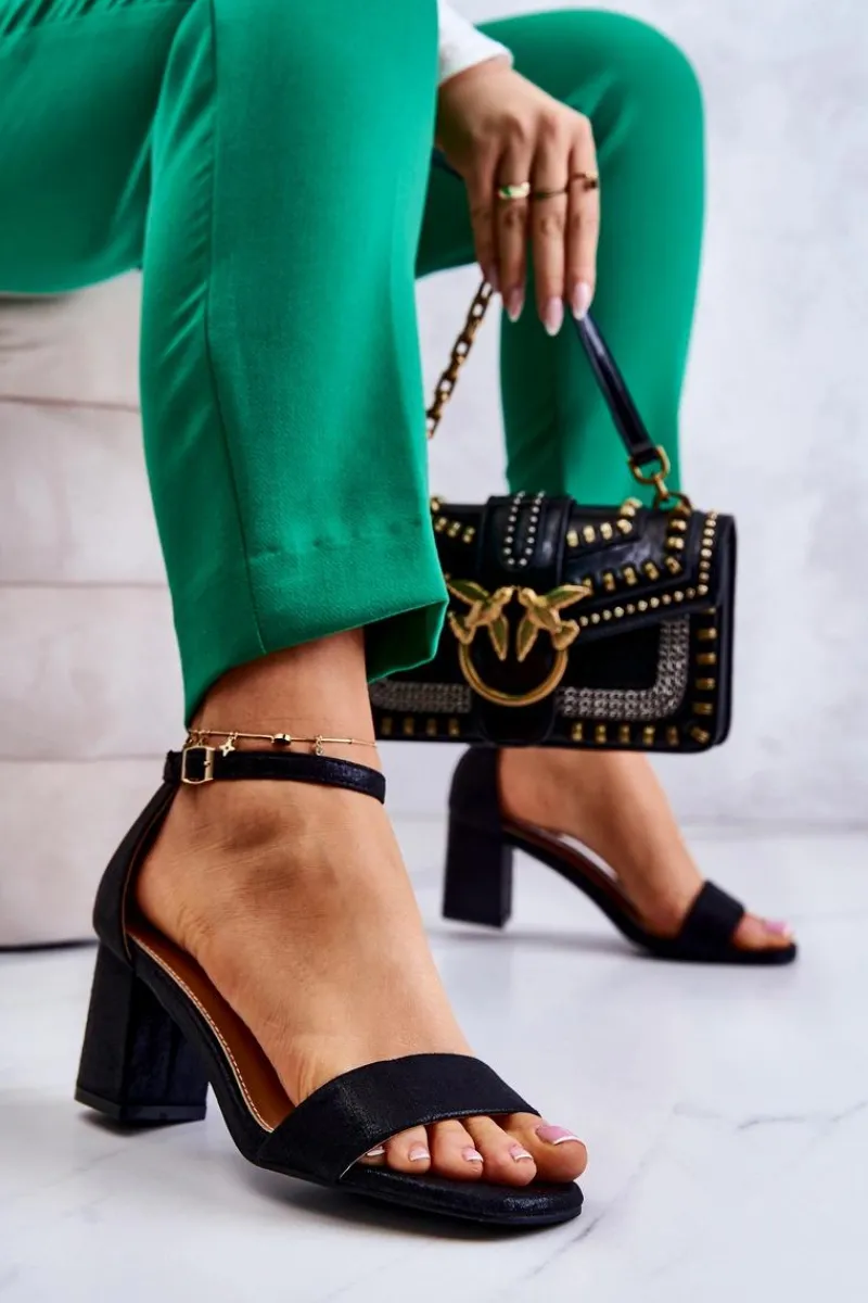 New Buty damskie Vinceza Damskie Modne Sandały Na Słupku Czarne Lucida