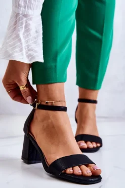 New Buty damskie Vinceza Damskie Modne Sandały Na Słupku Czarne Lucida