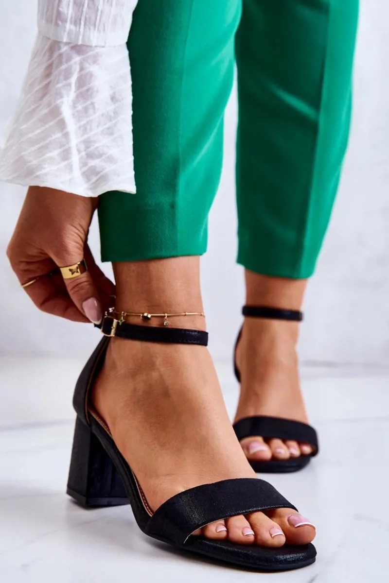 New Buty damskie Vinceza Damskie Modne Sandały Na Słupku Czarne Lucida