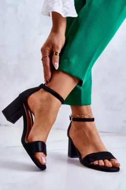 New Buty damskie Vinceza Damskie Modne Sandały Na Słupku Czarne Lucida