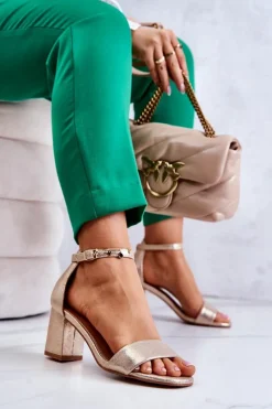 Sandały Na Obcasie>Buty damskie Vinceza Damskie Modne Sandały Na Słupku Złote Lucida
