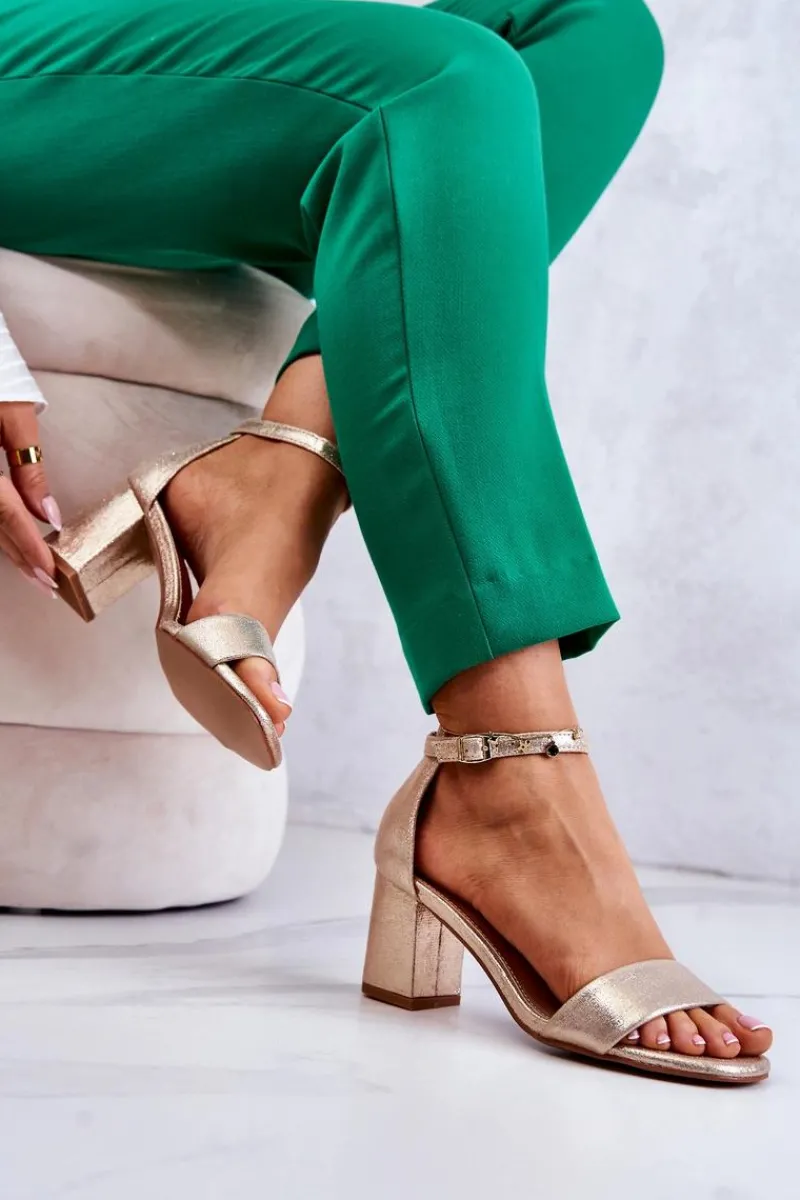 Sandały Na Obcasie>Buty damskie Vinceza Damskie Modne Sandały Na Słupku Złote Lucida