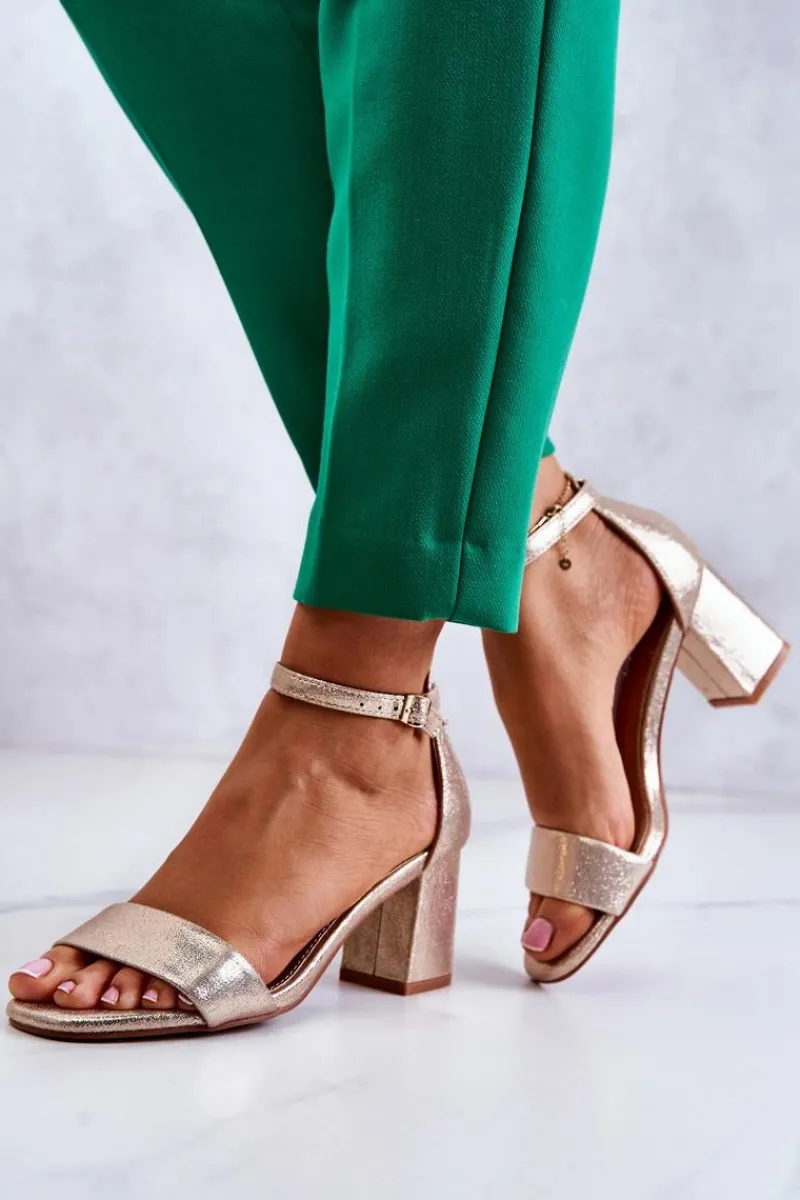 Sandały Na Obcasie>Buty damskie Vinceza Damskie Modne Sandały Na Słupku Złote Lucida