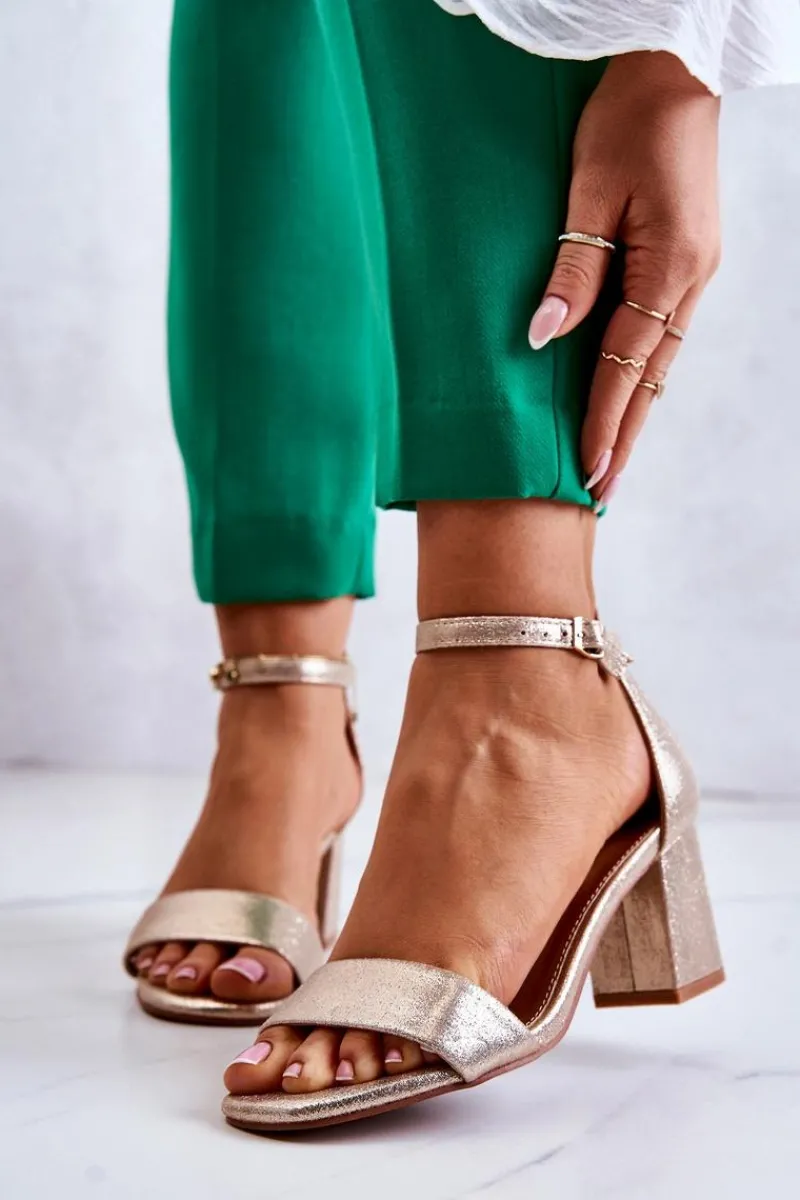 Sandały Na Obcasie>Buty damskie Vinceza Damskie Modne Sandały Na Słupku Złote Lucida