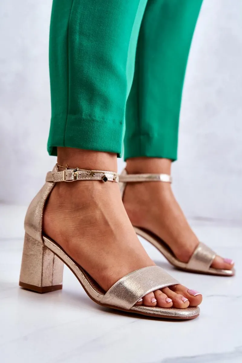 Sandały Na Obcasie>Buty damskie Vinceza Damskie Modne Sandały Na Słupku Złote Lucida