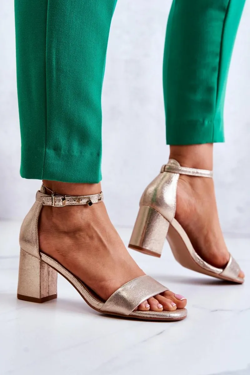 Sandały Na Obcasie>Buty damskie Vinceza Damskie Modne Sandały Na Słupku Złote Lucida