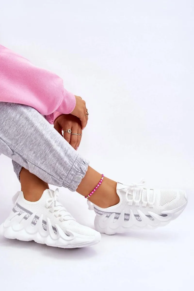 Sneakersy Damskie>Boto Damskie Modne Skarpetkowe Sneakersy Białe Daxo