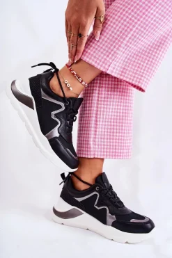 Outlet Boto Damskie Modne Sneakersy Czarne Allie