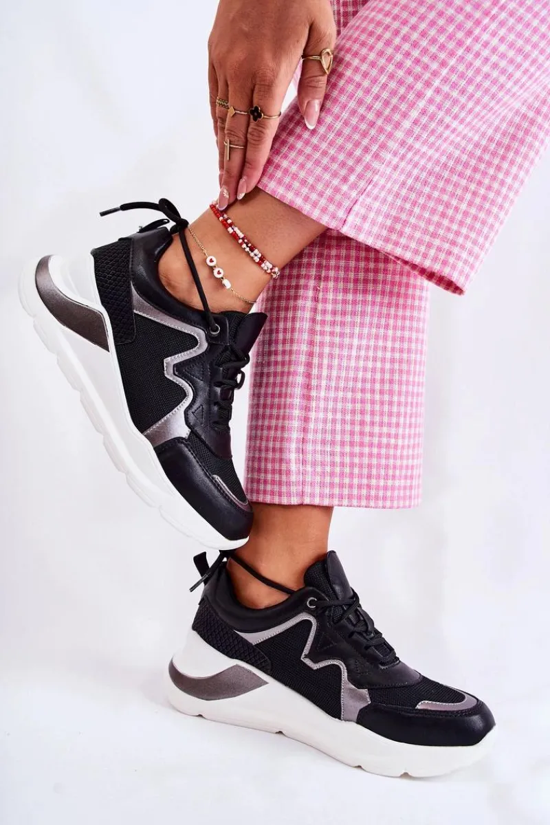 Outlet Boto Damskie Modne Sneakersy Czarne Allie