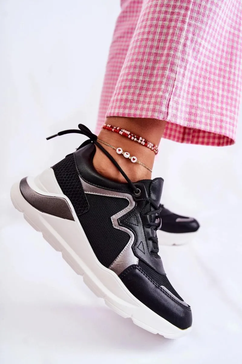 Outlet Boto Damskie Modne Sneakersy Czarne Allie