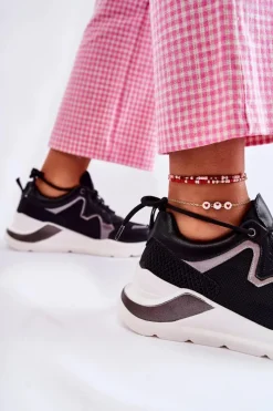 Outlet Boto Damskie Modne Sneakersy Czarne Allie