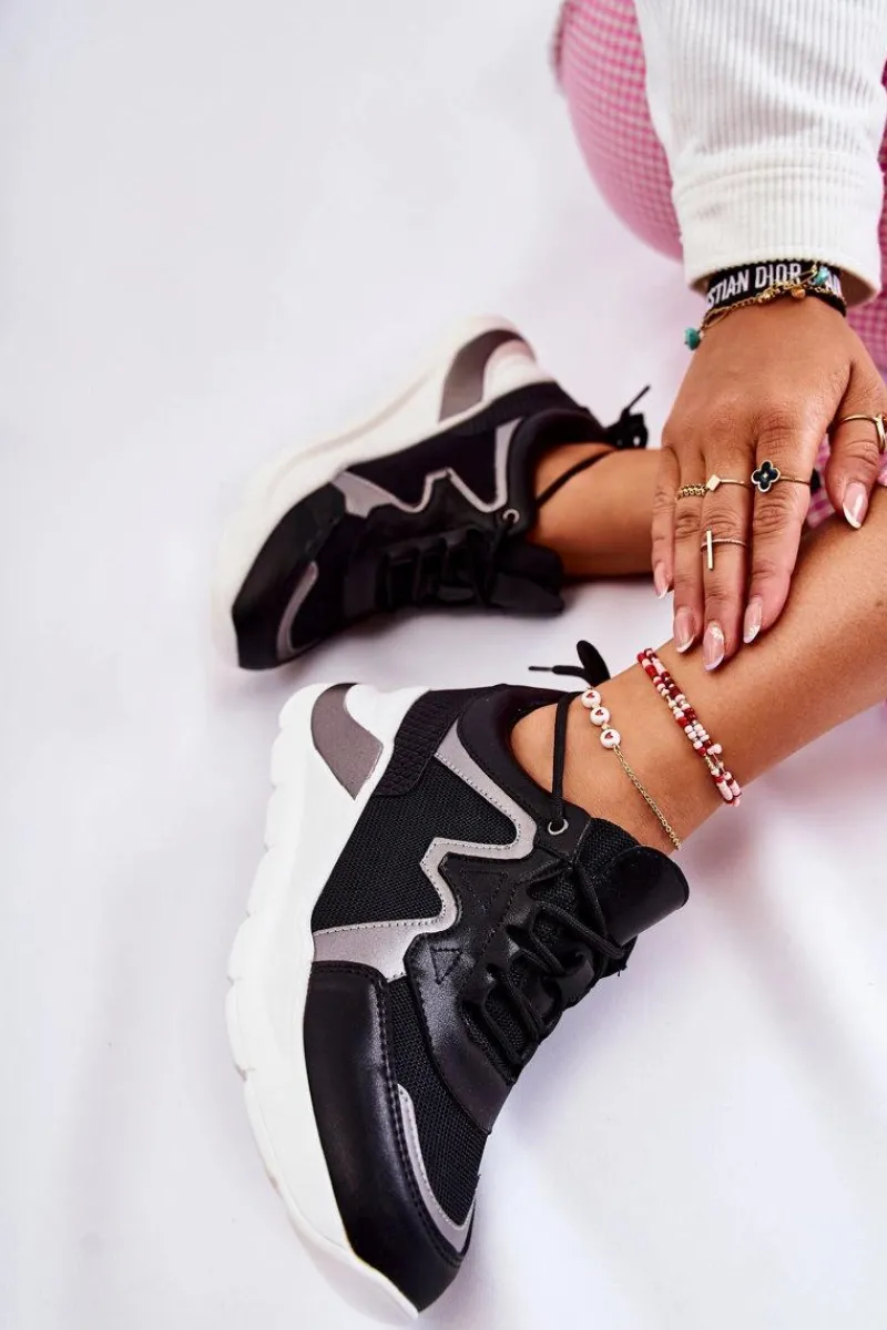 Outlet Boto Damskie Modne Sneakersy Czarne Allie