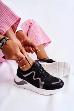 Outlet Boto Damskie Modne Sneakersy Czarne Allie