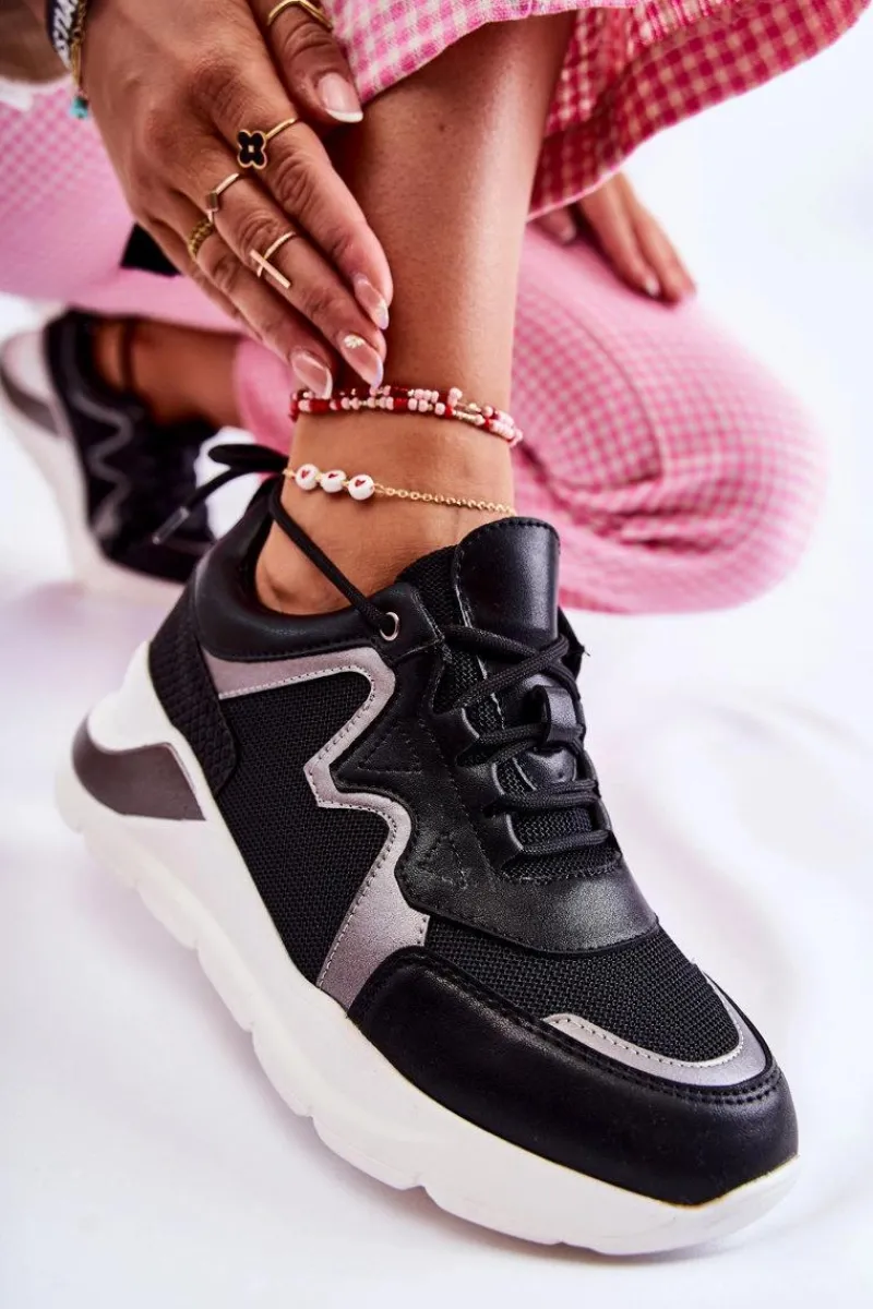 Outlet Boto Damskie Modne Sneakersy Czarne Allie