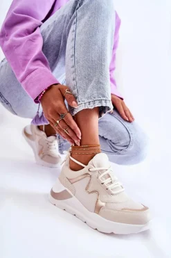 New Boto Damskie Modne Sneakersy Jasnobeżowe Allie