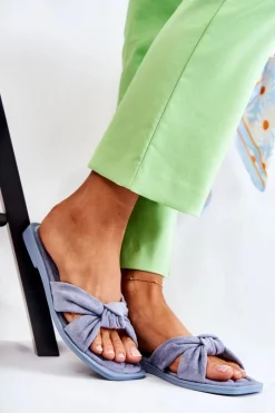 Discount Boto Damskie Modne Zamszowe Klapki Niebieskie Lorrie