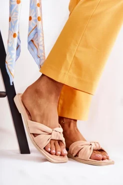 Klapki Damskie Klasyczne>Boto Damskie Modne Zamszowe Klapki Nude Lorrie