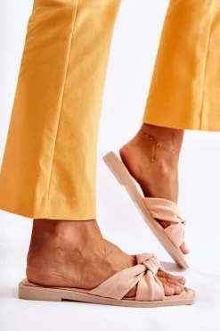 Klapki Damskie Klasyczne>Boto Damskie Modne Zamszowe Klapki Nude Lorrie