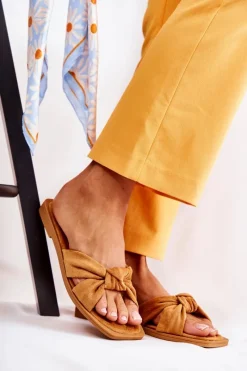 Online Damskie Modne Zamszowe Klapki Camel Lorrie Damskie Klapki Damskie Klasyczne