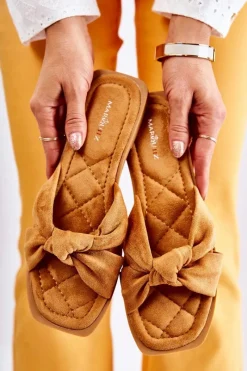 Online Damskie Modne Zamszowe Klapki Camel Lorrie Damskie Klapki Damskie Klasyczne