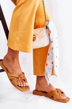 Online Damskie Modne Zamszowe Klapki Camel Lorrie Damskie Klapki Damskie Klasyczne