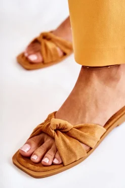 Online Damskie Modne Zamszowe Klapki Camel Lorrie Damskie Klapki Damskie Klasyczne