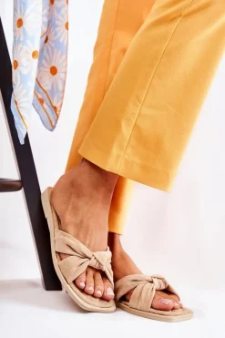 New Damskie Modne Zamszowe Klapki Beżowe Lorrie Damskie Klapki Damskie Klasyczne