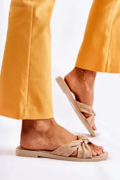 New Damskie Modne Zamszowe Klapki Beżowe Lorrie Damskie Klapki Damskie Klasyczne