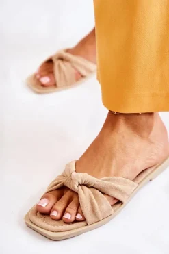 New Damskie Modne Zamszowe Klapki Beżowe Lorrie Damskie Klapki Damskie Klasyczne