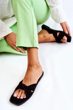 Clearance Boto Damskie Modne Zamszowe Klapki Czarne Lorrie