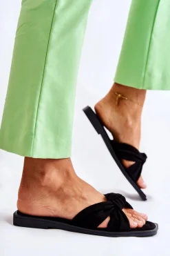 Clearance Boto Damskie Modne Zamszowe Klapki Czarne Lorrie