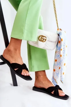 Clearance Boto Damskie Modne Zamszowe Klapki Czarne Lorrie