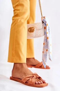 Hot Damskie Modne Zamszowe Klapki Pomarańczowe Lorrie Damskie Klapki Damskie Klasyczne