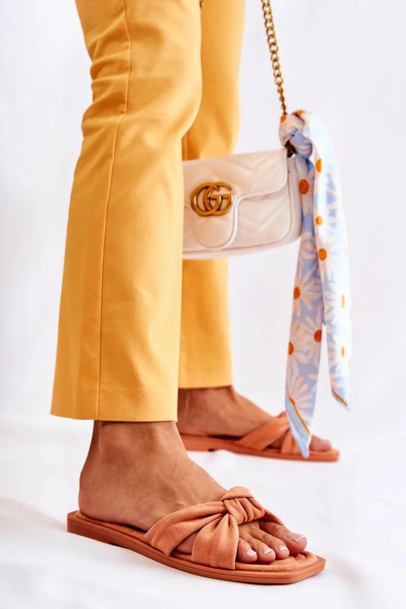 Hot Damskie Modne Zamszowe Klapki Pomarańczowe Lorrie Damskie Klapki Damskie Klasyczne