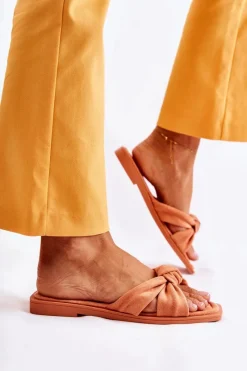 Hot Damskie Modne Zamszowe Klapki Pomarańczowe Lorrie Damskie Klapki Damskie Klasyczne