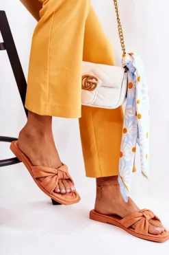 Hot Damskie Modne Zamszowe Klapki Pomarańczowe Lorrie Damskie Klapki Damskie Klasyczne