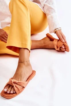 Hot Damskie Modne Zamszowe Klapki Pomarańczowe Lorrie Damskie Klapki Damskie Klasyczne