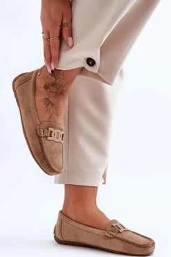 Sale Boto Damskie Modne Zamszowe Mokasyny Brązowe Rabell Brązowy