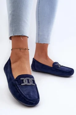 New Damskie Modne Zamszowe Mokasyny Granatowe Rabell Damskie Loafersy Damskie|Mokasyny Damskie Zamszowe